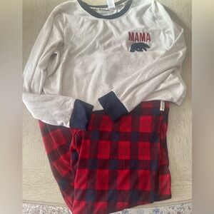 Dearfoams Red and Black Checkered Pajama Set